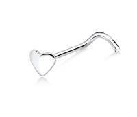 Heart Shaped Curved Nose Stud Silver NSKB-05